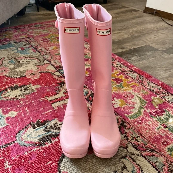 Hunter Original Pink Hunter Wellies Kids Size 10 COPY Light Pink